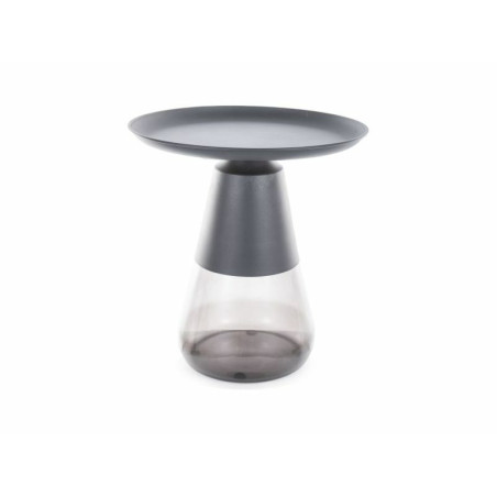 Table basse ronde en verre fumé "Tiffany A" - Noir - D 50 x H 52 cm