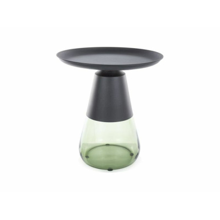 Table basse ronde en verre fumé "Tiffany A" - Noir/Vert - D 50 x H 52 cm