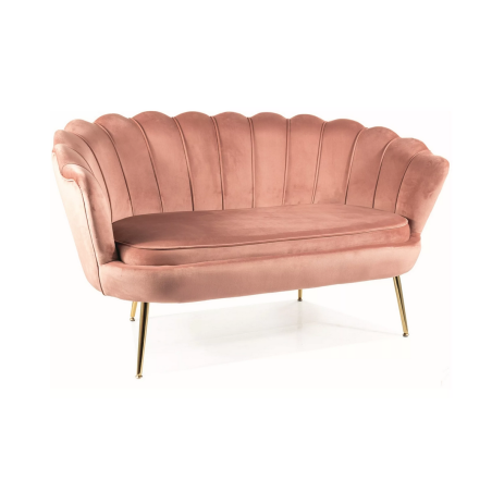Canapé 2 places en velours "Camellia 2" - Rose/Doré - L 135 x H 77 cm