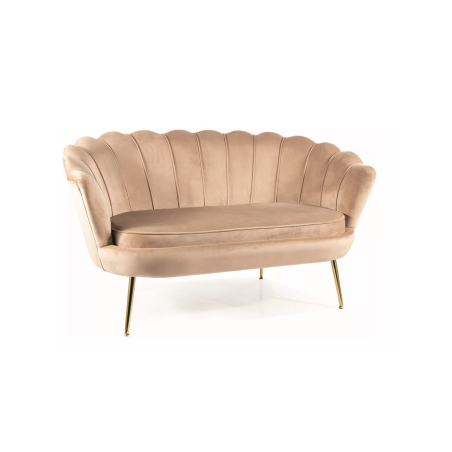 Canapé 2 places en velours "Camellia 2" - Beige/Doré - L 135 x H 77 cm