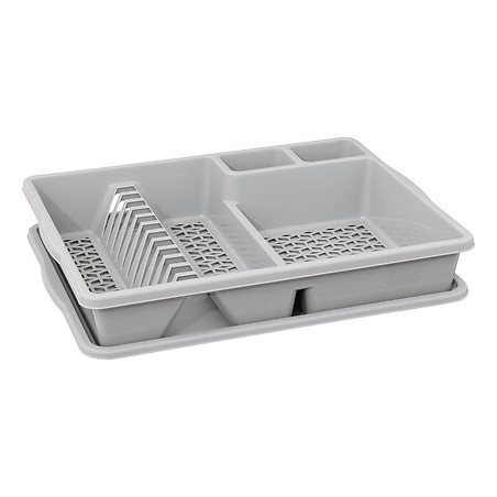Egouttoir avec plateau - Plastique - Gris