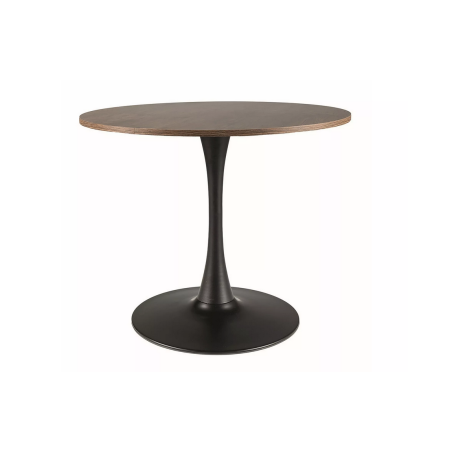 Table à manger ronde "Amadeo II" - Marron noyer/Noir mat - D 90 x 76 cm