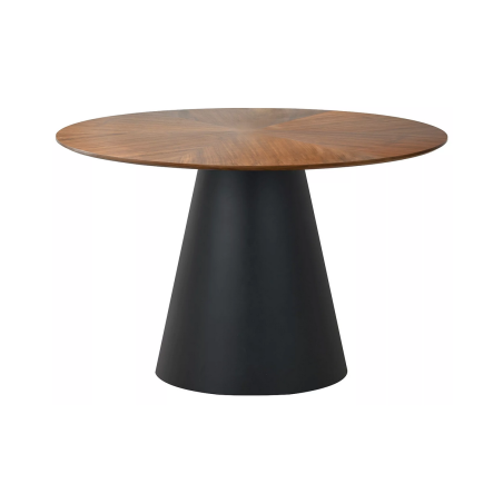 Table à manger ronde "Angel" - Marron noyer/Noir mat - D 120 x H 76 cm