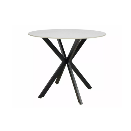 Table à manger ronde effet marbre "Talia" - Blanc/Noir - D 90 x H 75 cm
