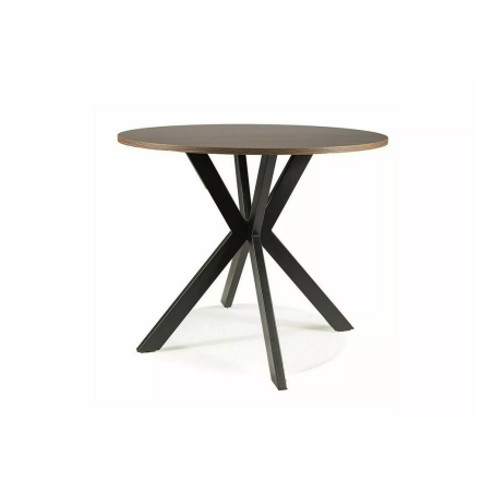 Table à manger ronde "Talia II" - Marron noyer/Noir mat - D 90 x H 76 cm