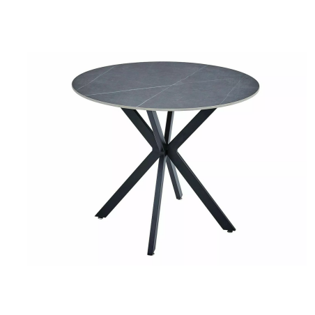 Table à manger ronde effet marbre "Talia" - Gris - D 90 x H 75 cm