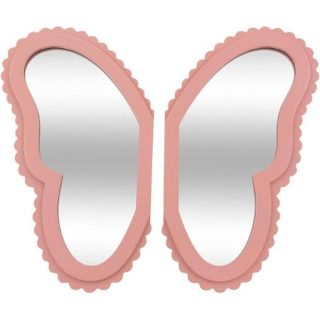 Lot de 2 miroir en forme de papillion - Rose - L 37 x H 37 cm