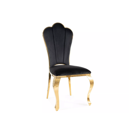 Chaise en velours "Queen" - Noir/Dorée - l 53 x H 111 cm