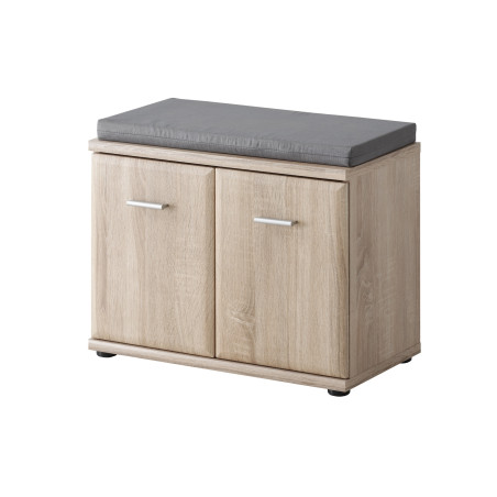 Banc de rangement avec coussin "Armario" - Beige/Gris - L 60 x H 53 x P 32 cm