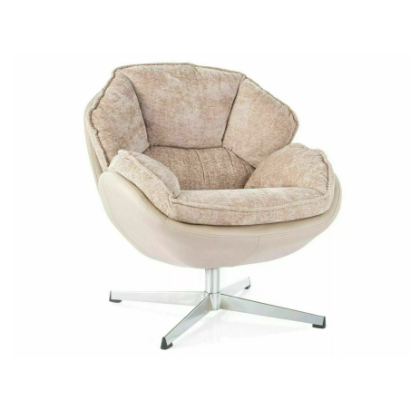 Fauteuil en tissu et cuir "Betty" - /Beige - l 87 x H 83 cm