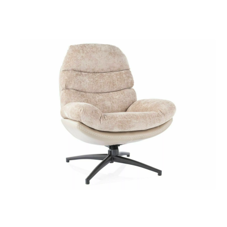 Fauteuil en tissu et cuir "Giselle" - Vieux rose/Beige - l 77 x H 101 cm