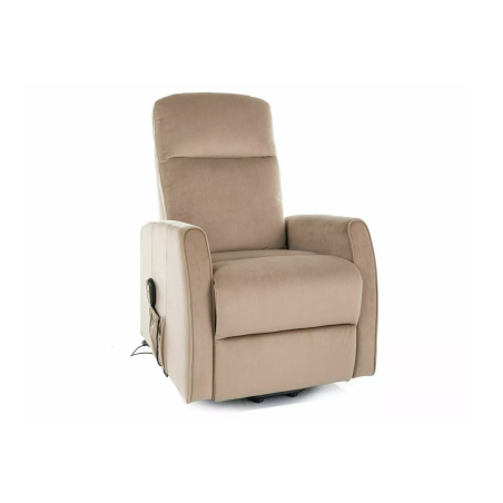 Fauteuil inclinable velours "Leto Velvet" - Beige - l 68 x H 107 cm