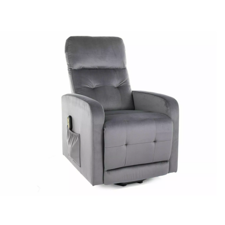 Fauteuil inclinable en velours "Otus II" - Gris - l 66 x H 100 cm