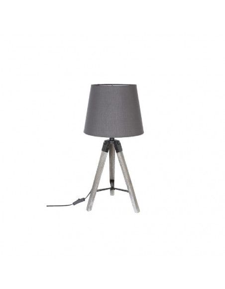 Lampe bois Runo - Trépied - H 58 cm - Gris