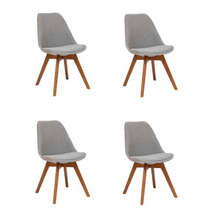 Lot de 4 chaises vintages avec coussin intégré - Gris - Style Scandinave - Salle à manger, Cuisine, Bureau, Salon
