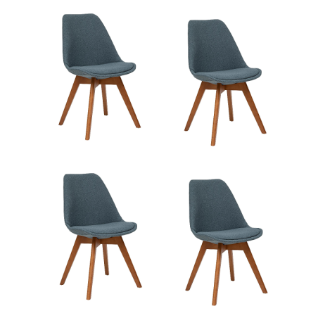 Lot de 4 chaises vintages avec coussin intégré - Bleu - Style Scandinave - Salle à manger, Cuisine, Bureau, Salon