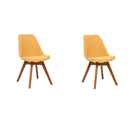 Lot de 2 chaises vintages avec coussin intégré - Jaune - Style Scandinave - Salle à manger, Cuisine, Bureau, Salon