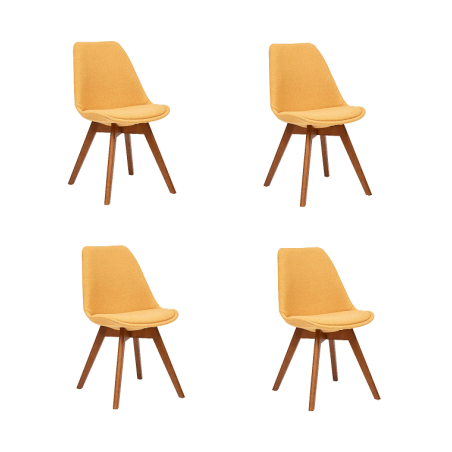 Lot de 4 chaises vintages avec coussin intégré - Jaune - Style Scandinave - Salle à manger, Cuisine, Bureau, Salon