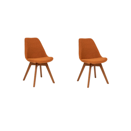 Lot de 2 chaises vintages avec coussin intégré - Orange - Style Scandinave - Salle à manger, Cuisine, Bureau, Salon