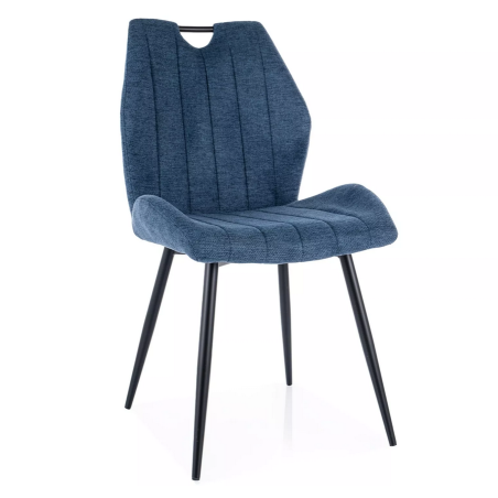 Chaise en tissu "Arco" - Bleu marine - l 51 x H 91 cm