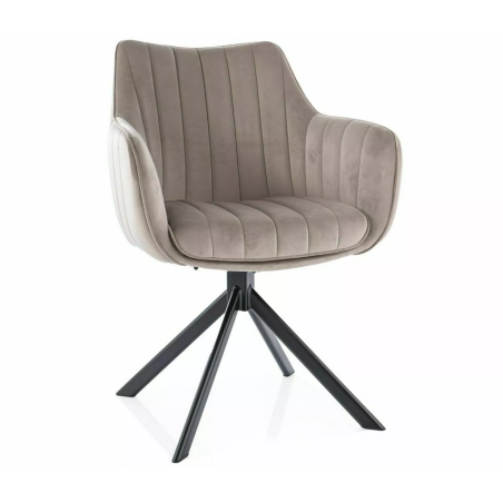 Chaise en velours "Azalia" - Beige foncé - l 61 x H 86 cm