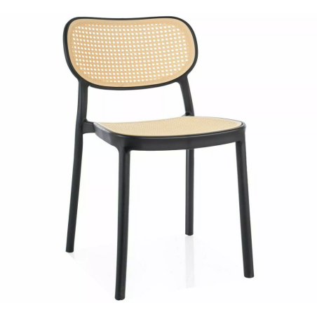 Chaise "Bali" - Noir/Beige - l 47 x H 79 cm