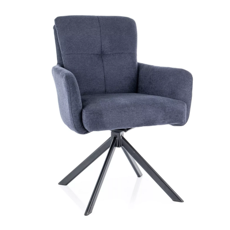 Chaise en tissu "Basil" - Bleu marine - l 89 x H 61 cm