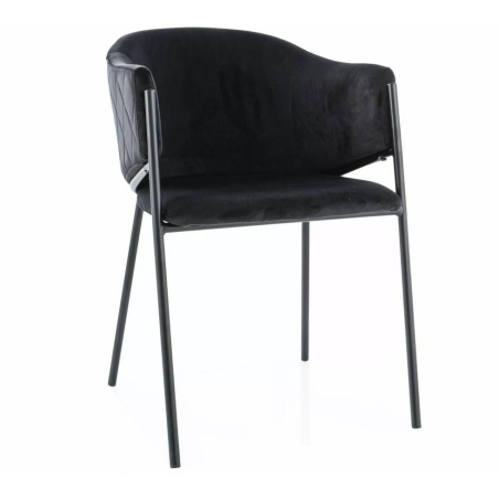 Chaise en velours "Bono" - Noir - l 55 x H 77 cm