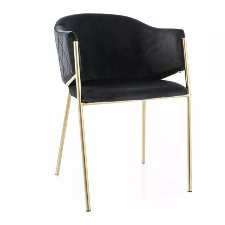 Chaise en velours "Bono" - Noir/Dorée - l 55 x H 77 cm