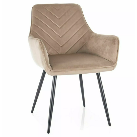 Chaise en velours "Fig" - Beige - l 57 x H 85 cm