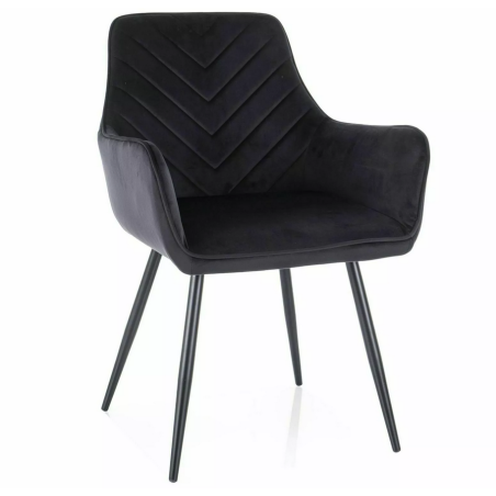 Chaise en velours "Fig" - Noir - l 57 x H 85 cm