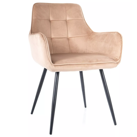 Chaise en velours "Lemon Velvet" - Beige - l 57 x H 85 cm