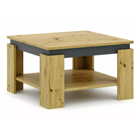 Table basse en bois "Agava" - Beige chêne artisan/Gris anthracite - l 68 x L 68 cm