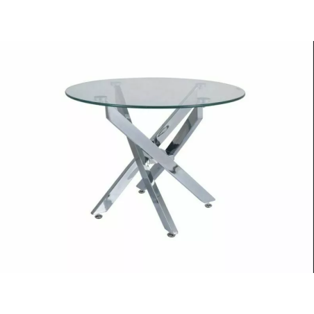 Table basse ronde "Agis A" - Transparent/Argentée - D 60 x H 45 cm