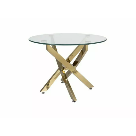 Table basse ronde "Agis A" - Transparent/Dorée - D 60 x H 45 cm