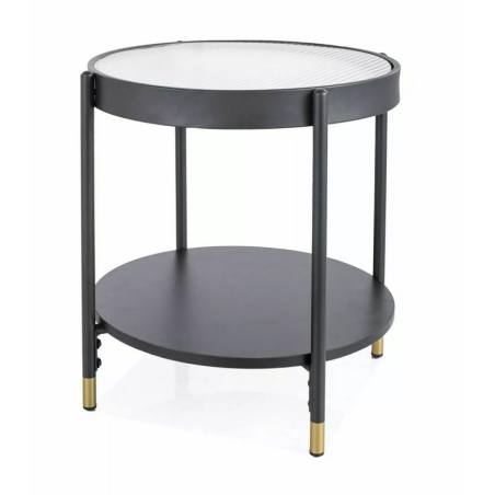 Table basse ronde "Laguna A" - Transparent/Noir - D 45 x H 48 cm