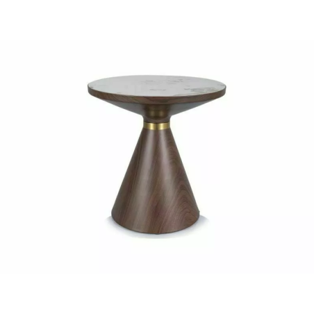Table basse ronde effet marbre "Napa B" - Blanc/Marron - D 50 x H 53 cm