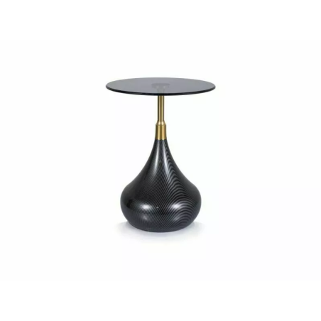 Table basse ronde en verre fumé "Taurus" - Transparent/Noir - D 40 x H 54 cm