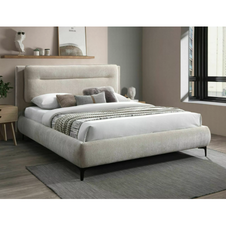 Lit double en tissu "Nikozja" - Raven - Beige - 160 x 200 cm