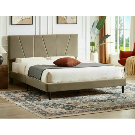 Lit double en velours "Savana" - Beige foncé - 120 x 200 cm