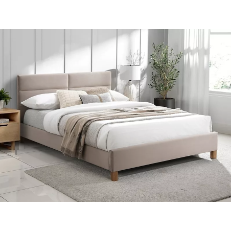 Lit double en velours "Sierra" - Beige - 120 x 200 cm