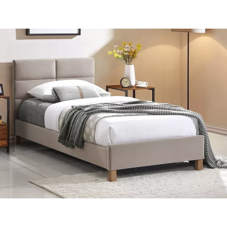 Lit simple en velours "Sierra" - Beige - 90 x 200 cm