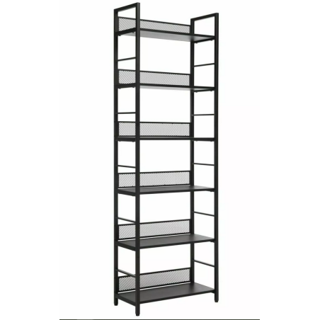 Bibliothèque avec 6 étagères "Raw R6" - Noir - l 28 x H 187 x L 60 cm
