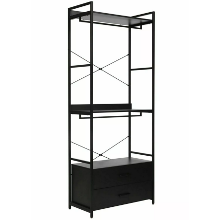 Bibliothèque avec étagères + tiroirs "Rin C" - Noir - l 40 x H 200 x L 80 cm