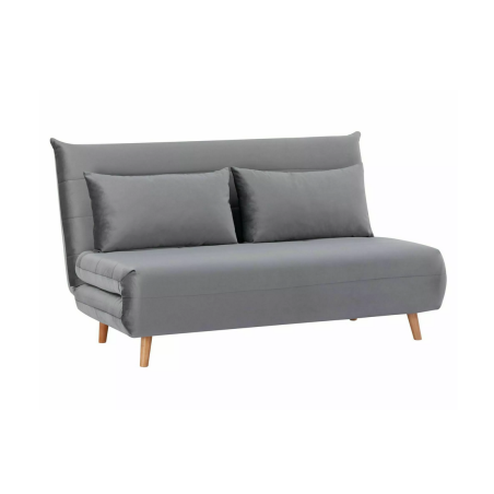 Canapé-lit 2 places en velours "Spike II" - Gris - l 91 x H 84 x L 147 cm