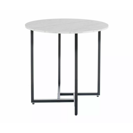 Table à manger ronde effet marbre "Alto II" - Blanc/Noir - D 80 x H 76 cm