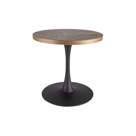 Table à manger ronde "Amadeo" - Marron noyer/Noir mat - D 80 x H 76 cm