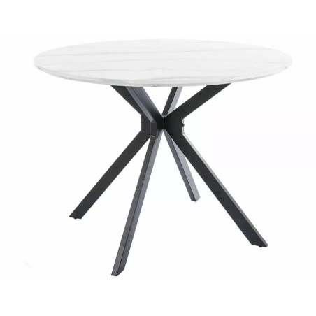 Table à manger ronde effet marbre "Aster" - Blanc - D 100 x H 76 cm