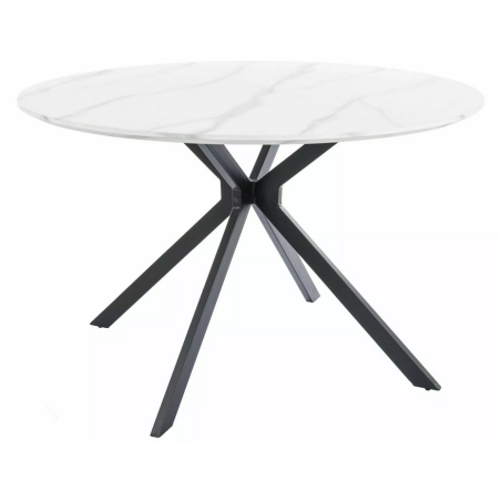 Table à manger ronde effet marbre "Aster" - Blanc - D 120 x H 76 cm