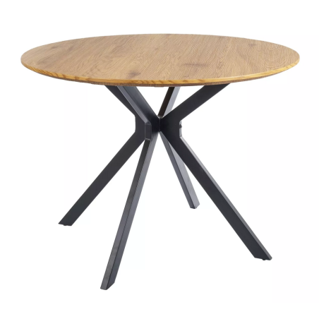 Table à manger ronde "Aster" - Beige chêne - D 100 x H 76 cm